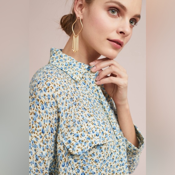 Anthropologie Faithfull The Brand Dahlia Button Down Shirt Blouse Small Floral - Picture 4 of 14